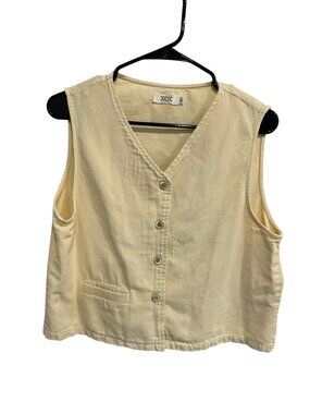 Xcit Medium Beige Button Up Sleeveless Vest Pocket Neutral Aesthetic Minimalist